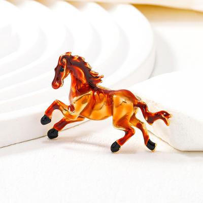 Horse Brooch Retro Style Enamel Pin Smooth Line Design Animal Pin Metal Edging Lightweight Suit Lapel Badge