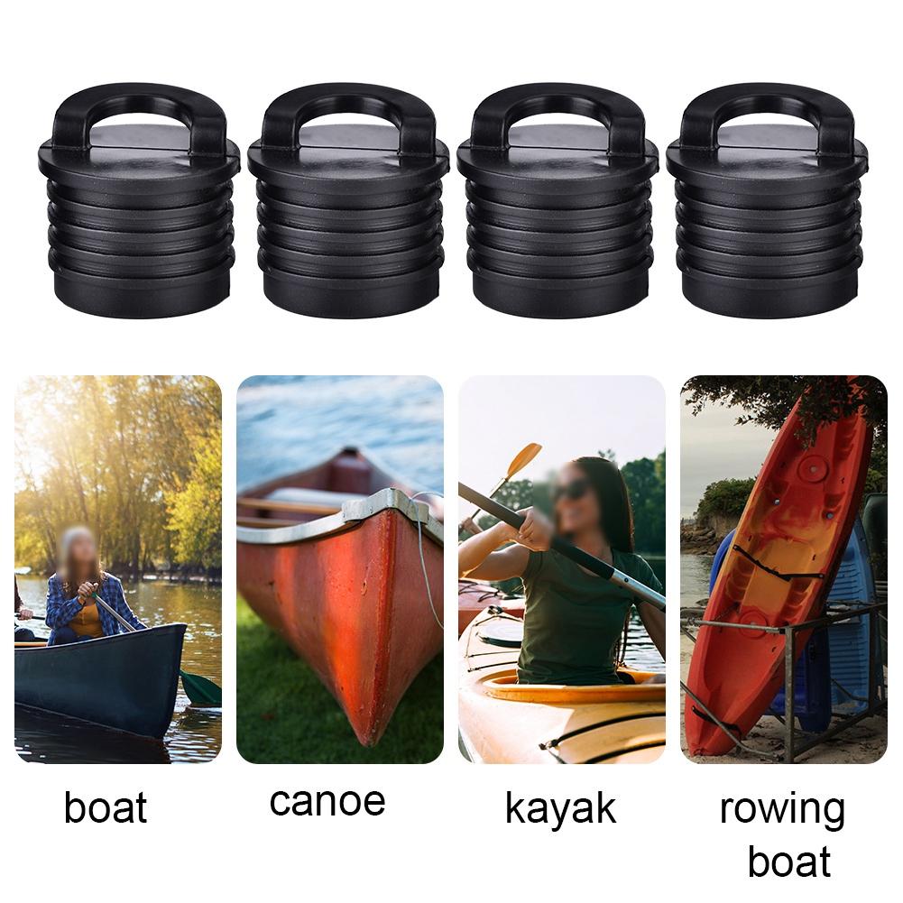 4 Pcs Boat Canoe Kayak Boat Scupper Stopper Bungs Drain Holes Plugs Accessories Black