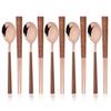 Gold 10Pcs Korean Style Portable Flatware Cutlery Set Imitation Wooden Spoon Chopstick Set Outdoor Travel Camping Tableware Set