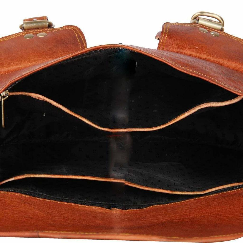 Women's Genuine Leather Goat Saddle Bag Crossbody Handmade Vintage Travel Sling