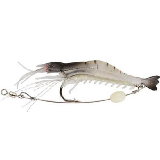3Pcs Soft Lifelike Simulation Shrimp Prawn Fishing Lures Luminous Bead Hook Bait