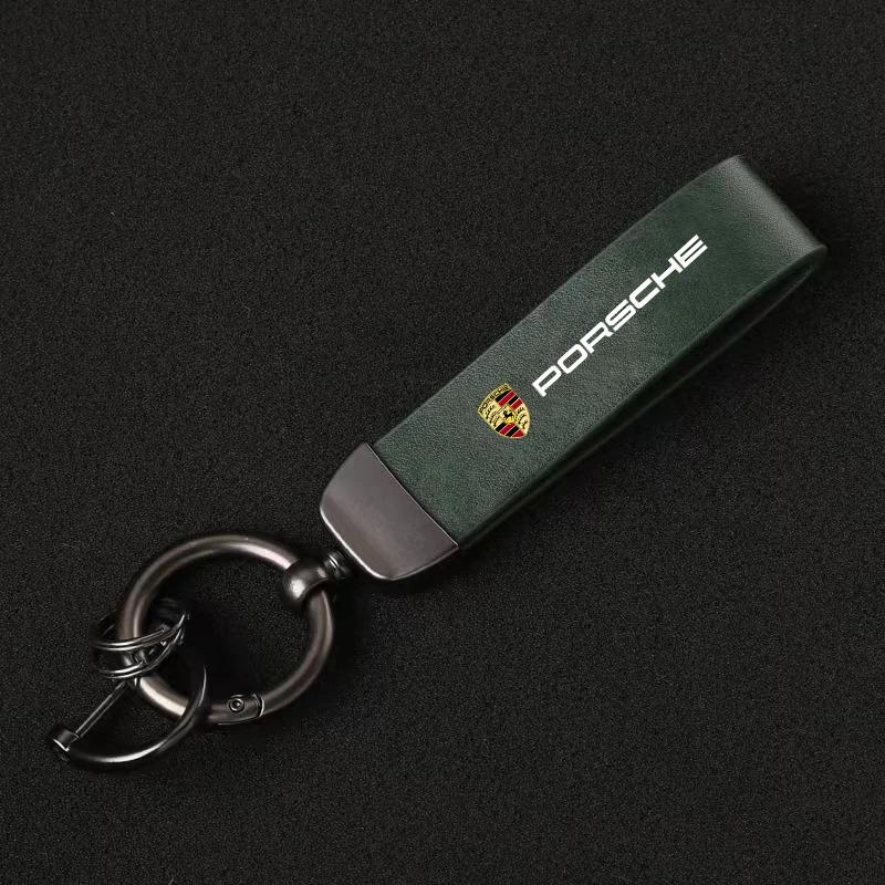 Car Key Chain Rings Leather Keychain Keyring For Porsche Panamera Spyder Carrera Macan Boxster Cayman Cayenne 911 970 981 991 PS4