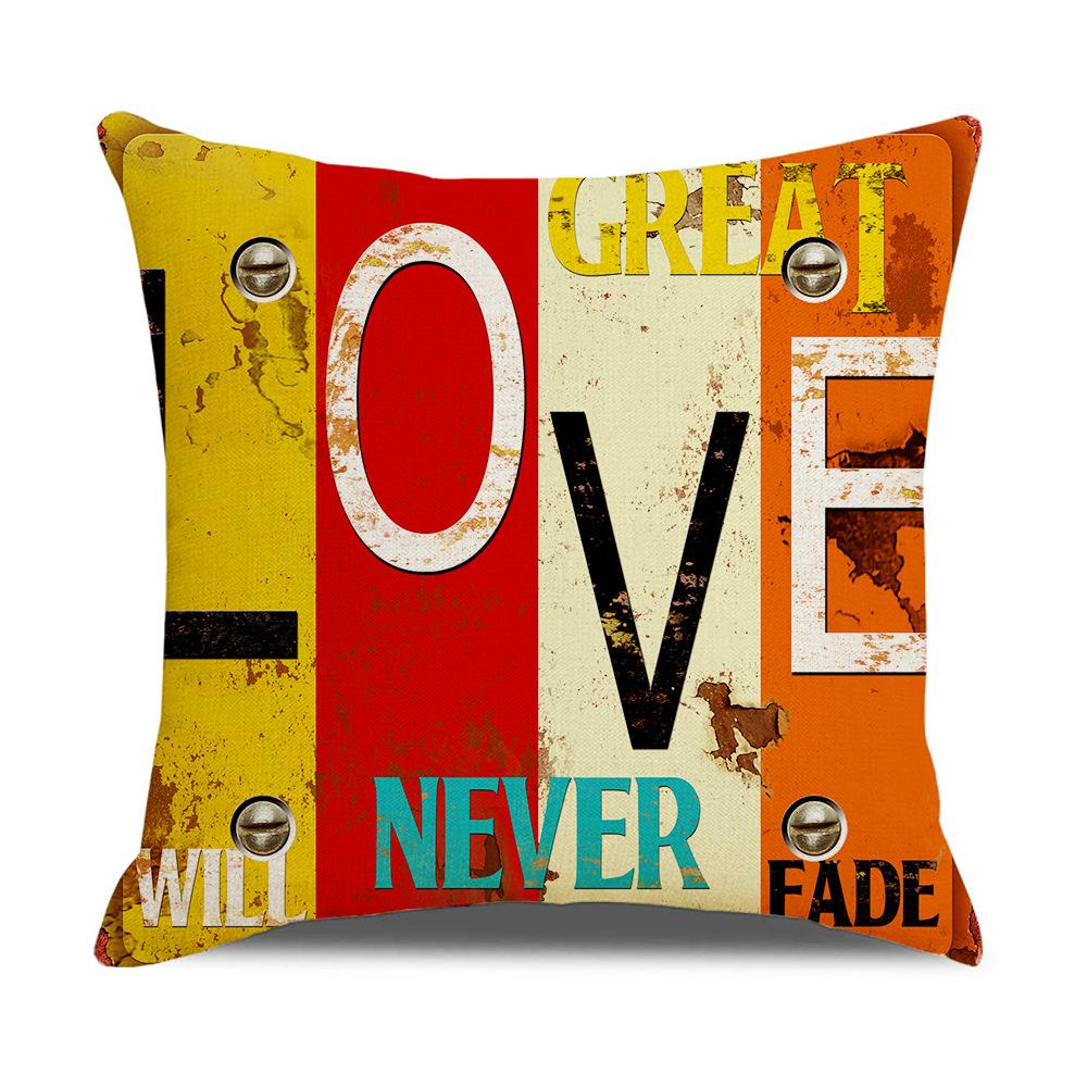 Retro American Wooden Board Letters Admonishment Digital Printing Linen Pillowcase New Home