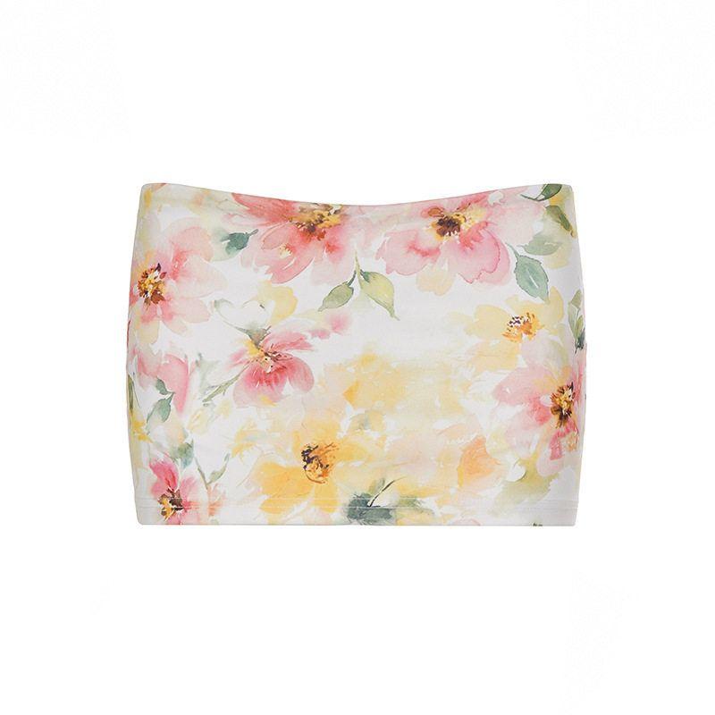 

Romantic Resort Style, Sexy Low-Waist Design, Plant-Flower Print Hip-Hugging Skirt, Sweet and Fresh Temperament, Versatile Beach Short Skirt Color S