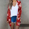Women's Fashion Casual Christmas Printed Mid-Length Cardigan Long Sleeve Jacket
