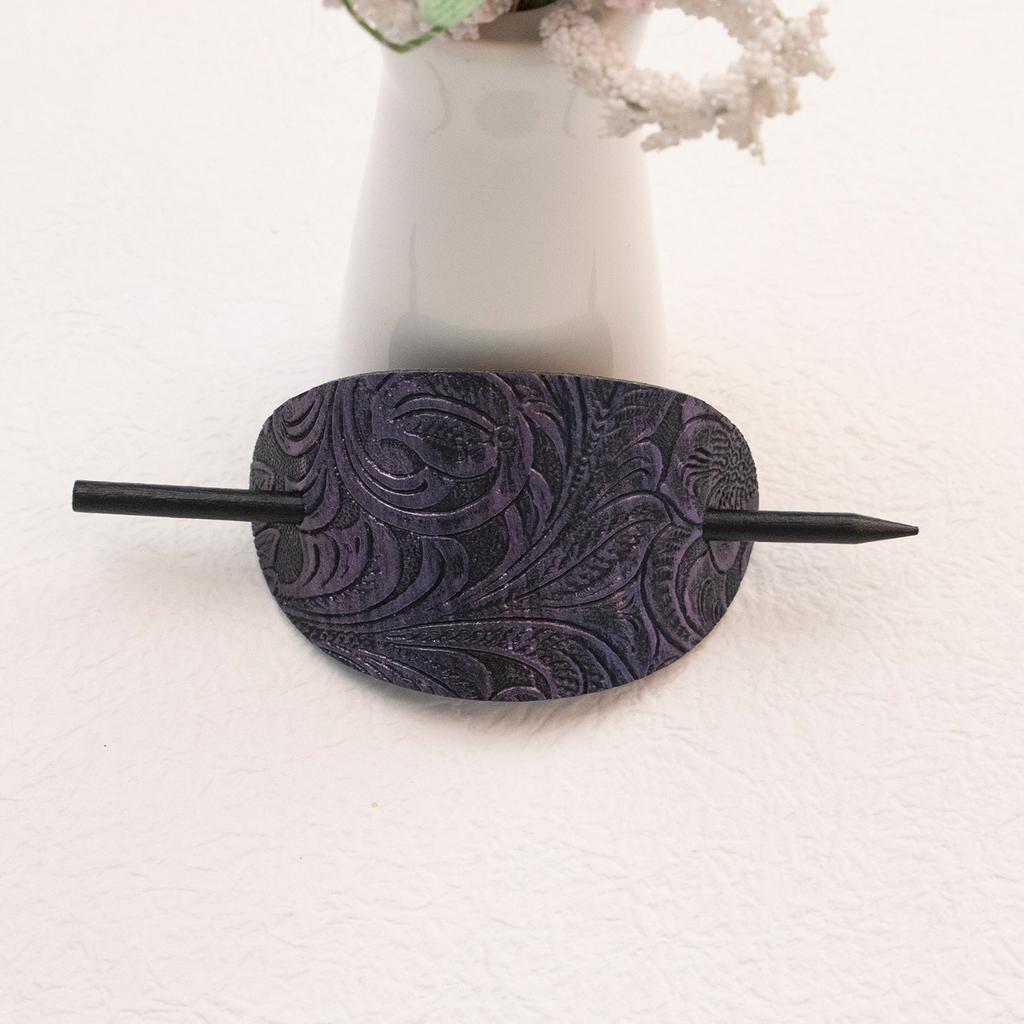 Damen Haarspange mit Stab Kunstleder Haarspange Stab Haarschmuck Oval Form Haarnadeln Pferdeschwanzhalter Haaraccessoires