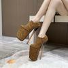 Fashion 22cm Stiletto High Heels,Women Platform Pumps,Men Leopard Fetish Party Dancing Shoes,Khaki,Silver,Side Zipper,Big Size 48,49,50