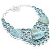 Natural Larimar, Topaz Gemstone 925 Sterling Silver Jewelry Necklace 18" e9T23