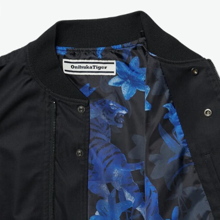 Onitsuka Tiger Stand Collar Zipper Design Warm Fashion Solid Color Long Sleeve Jacket Unisex jackets Black 2183B316-001