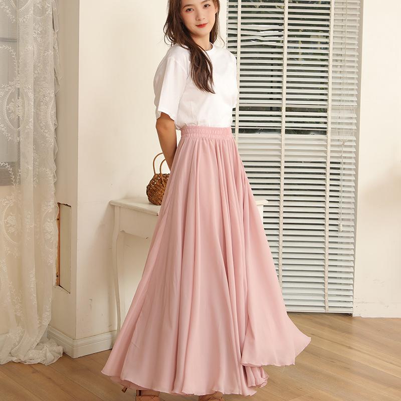 Elegantná šifónová swingová sukňa A-linie so 720-stupňovým vzorom pre moderný tanec a tanec Xinjiang