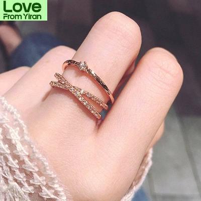 Multi -Layers Criss Cross Open Rings For Women Rose Gold Color Adjustable Ring New Fashion Jewelry Bijoux Femme Gifts