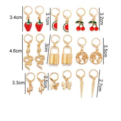 Fashion Cute Earrings Set Women Red Strawberry Cherry Drop Earrings Sweet Vintage Jewelry