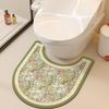 Quick Dry U-Shaped Toilet Mat Absorbent Toilet Pad Retro Floral Bathroom Rug  Restroom