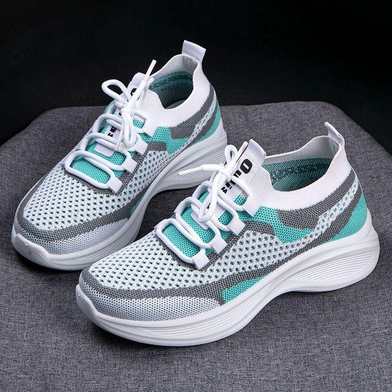 Women's Shoes Summer New Versatile and Comfortable Casual Knitted Mesh Breathable Board Shoes Casual Shoes Mesh Shoes Lace-up