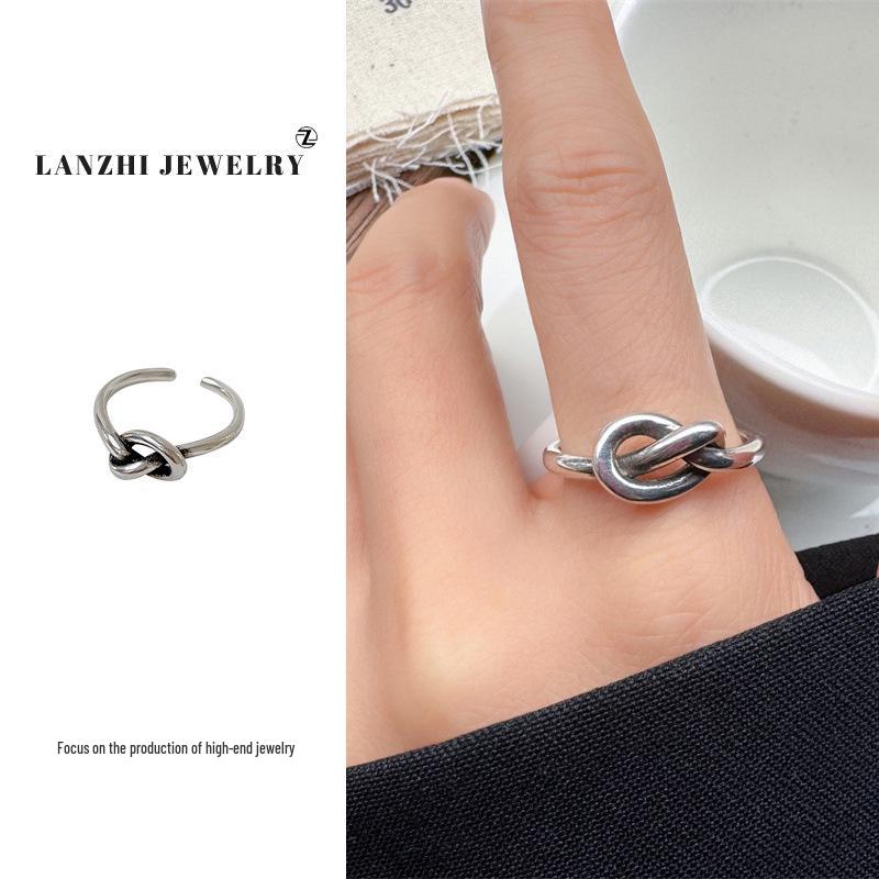 

Lan Zhi Knot Women s Simple 925 Silver Index Finger Ring - Non-Fading, Unique Style Jewelry Adjustable opening