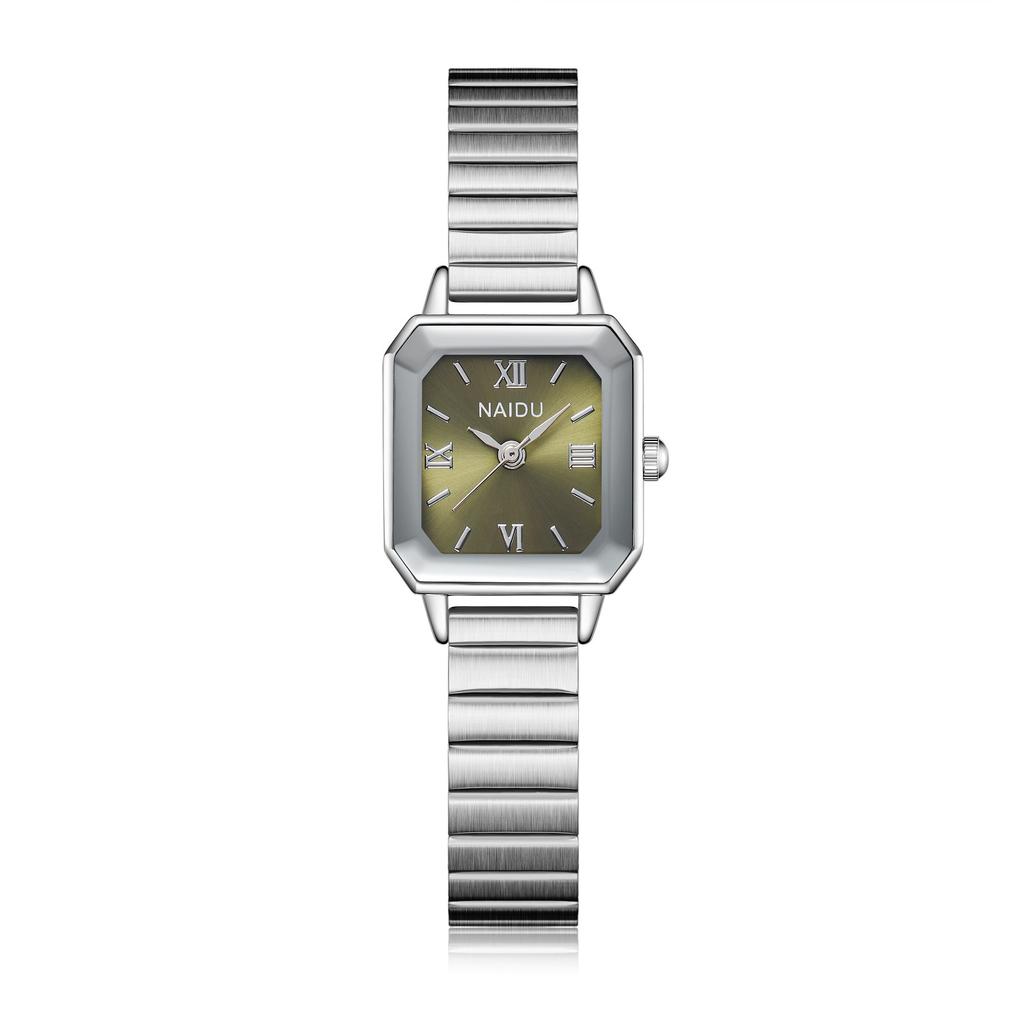 Square Alloy Steel Strap Track Watch Quartz Watch Fashion Casual Drainage Watch