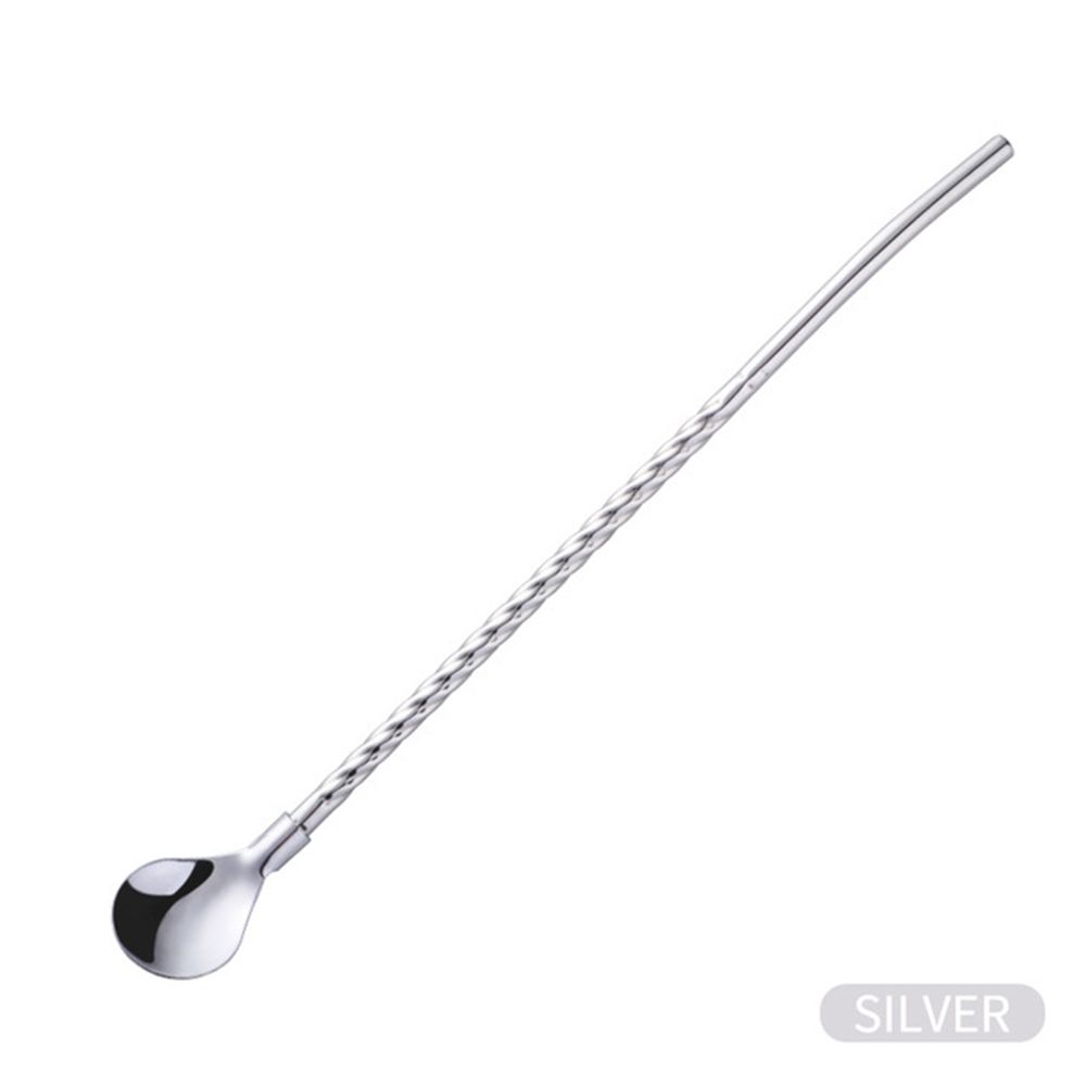 New Bar Tea Reusable Bent Filter Straws Spoon Coffee Spoons Stainless Steel Drinking Straw