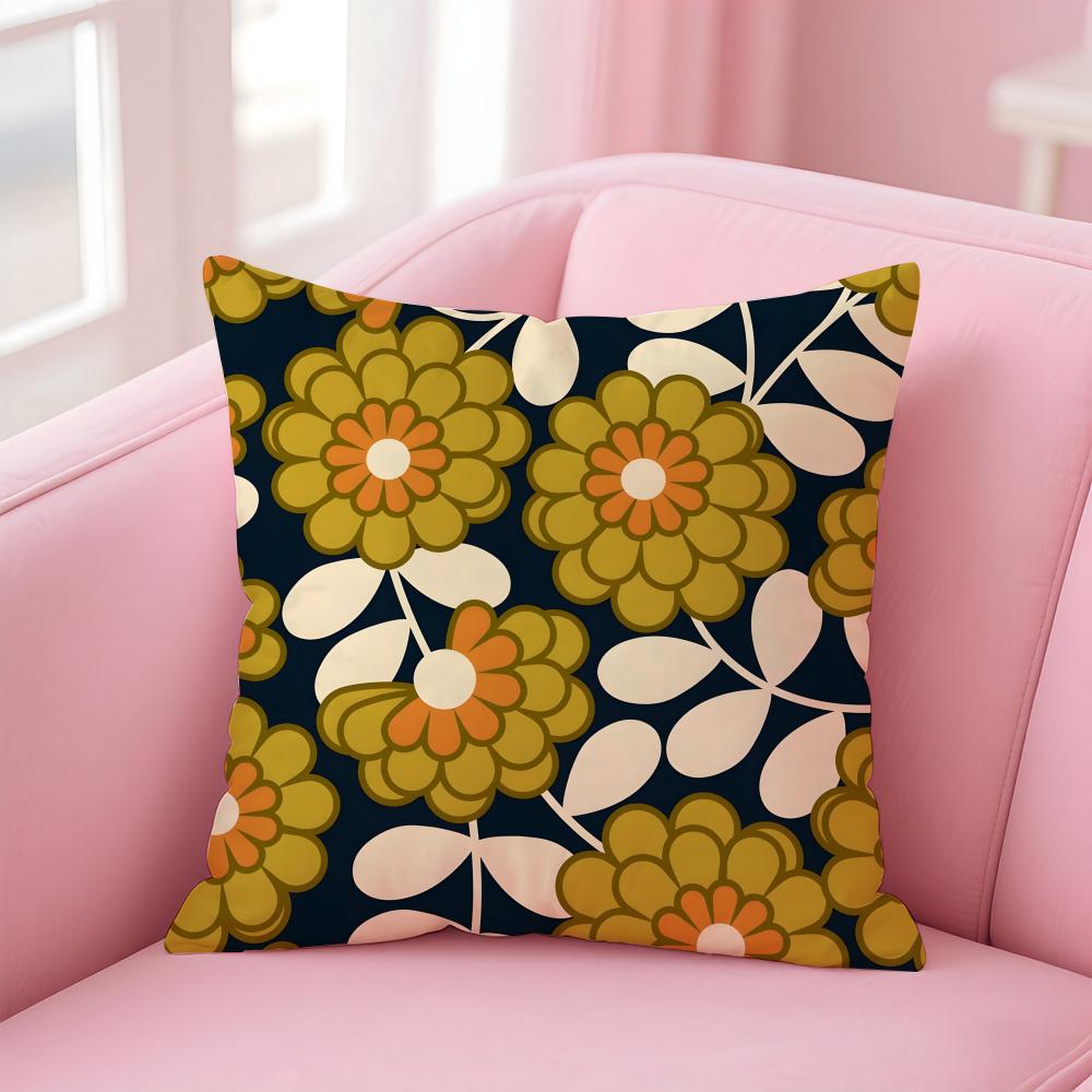 Retro Style Pattern OOrla KKiely Flower Cushion Cover Pillowcase Short Plush Invisible Zipper Room Sofa Cushion Cover
