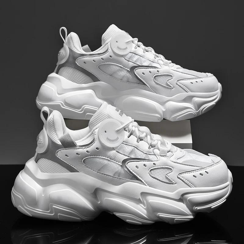 

Высококачественная осень 2025 года, новая мужская повседневная обувь, модные кроссовки на толстой подошве, мужская уличная обувь для пар, нескользящая мягкая подошва, дизайнер 36 белый