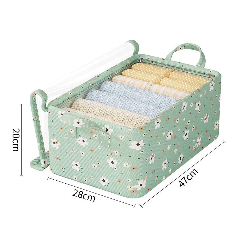 Oxford Storage Basket for Clothes Underwear Organizer Metal Frame Wardrobe Organizer Waterproof Clothing Storage Box with Lid