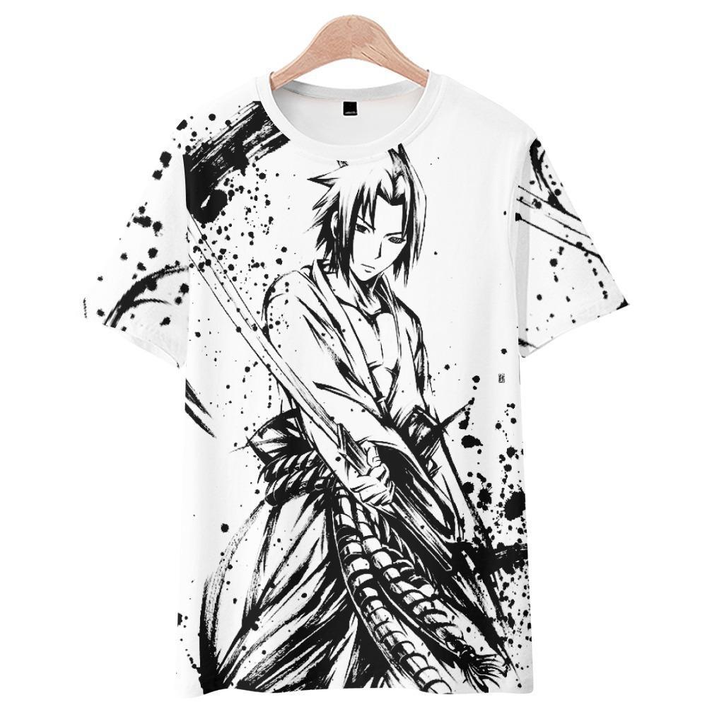 Japanisches Manga 3D-gedrucktes Kurzarm-T-Shirt Sommer Atmungsaktives Polyester Einfaches Rundhals-Oberteil