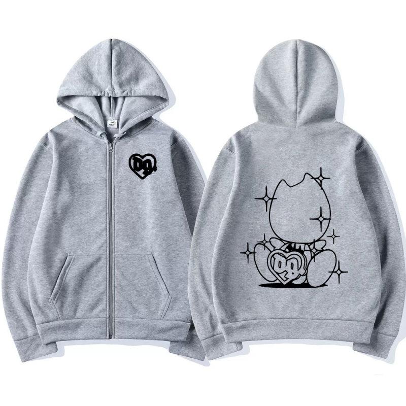 Felpa con cappuccio e cerniera con logo del rapper svedese Bladee Drain Gang, felpa casual oversize con cerniera da uomo, moda streetwear, giacche vintage