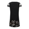 Ladies Casual Positioning Print V-Neck Lace Panel Short Sleeve Dress