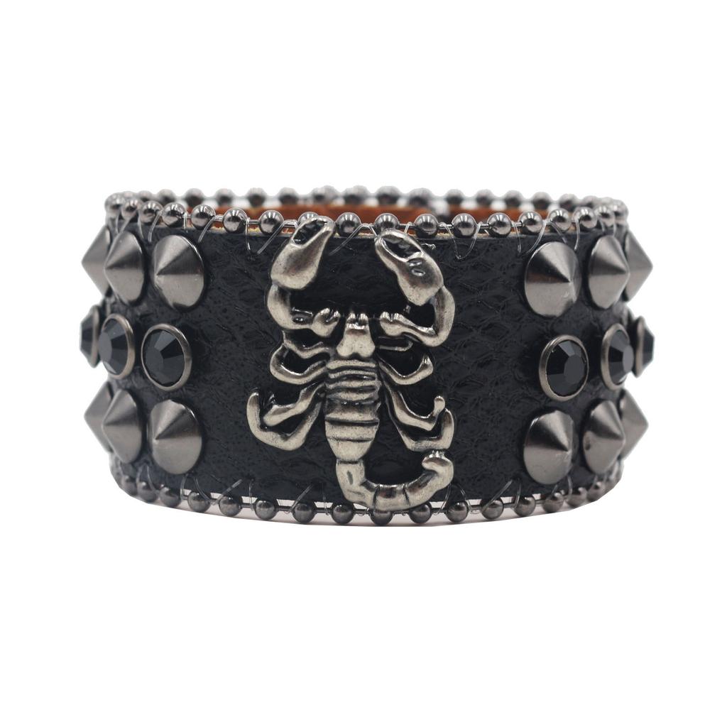 Amerikanisches Strassnietenarmband, Skorpion Dekorativ Punk Gothic Personalisierter Schmuck