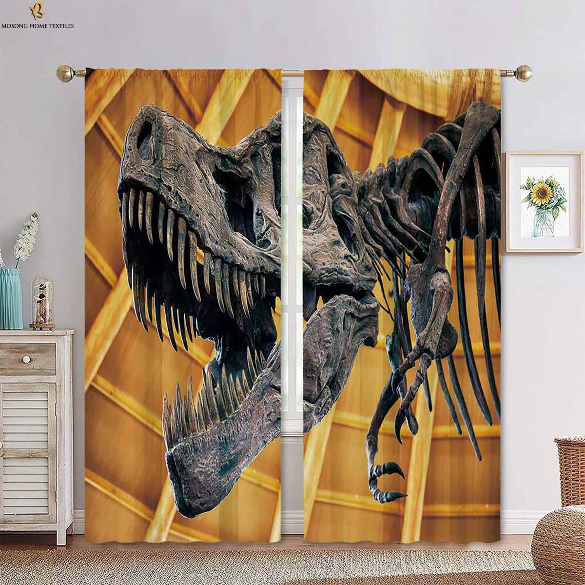 

Window Curtains Animal Dinosaur Stereo Printing Bedroom Living Room Kitchen Children Decorative Made Of Polyester Great Decor W100*H130(CM)-Rod Pocket&2PCS