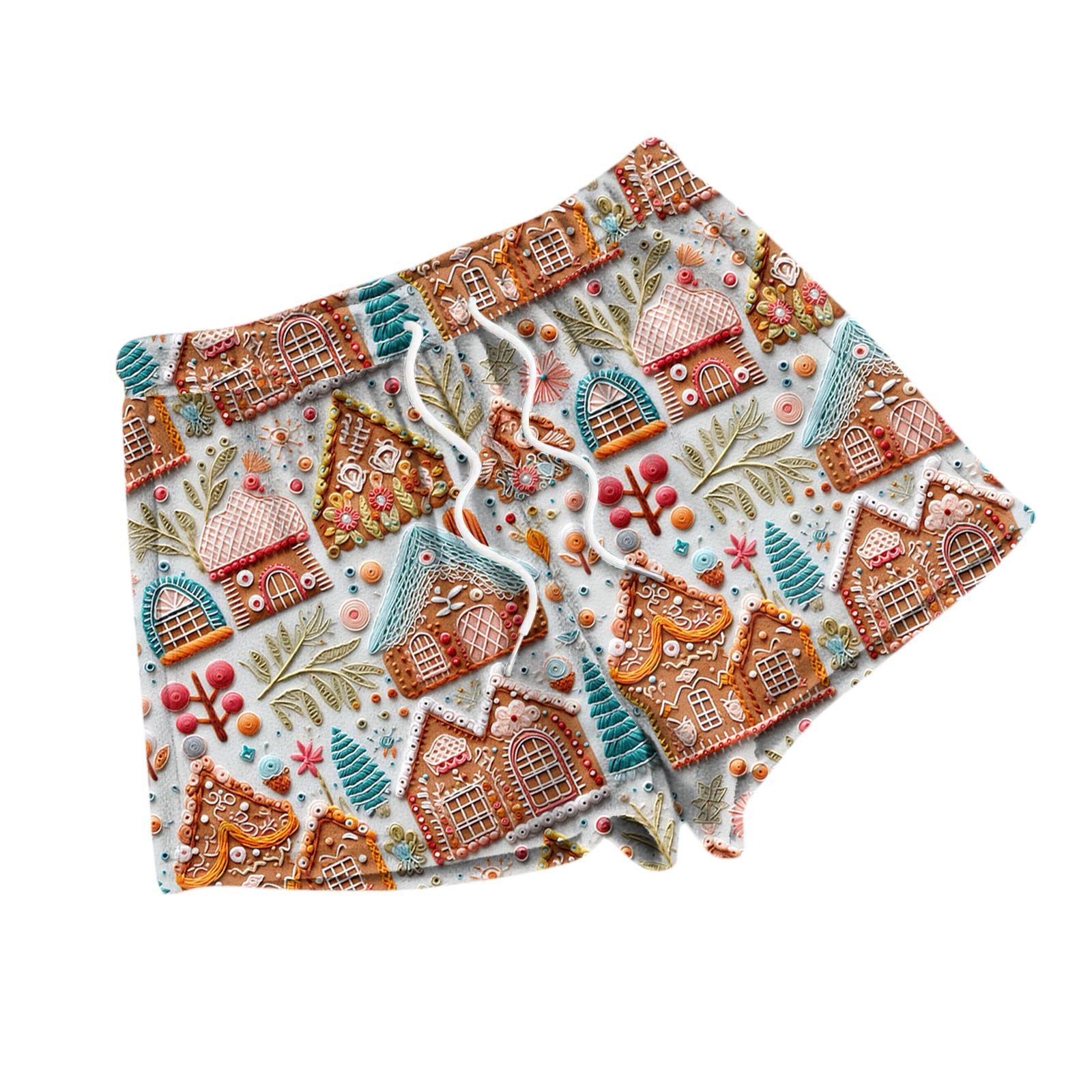 Женские модные пижамные шорты свободного кроя с флисовым рождественским принтом, повседневные брюки M