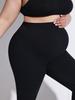 Plus Size High Waist Seamless Maternity Yoga Leggings - Black Slimming Sport Pants for Pregnant Women