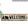 2D Flat, 1pc, 3.94 X 15.74 Inches Aluminum Decorative Sign -Rustic Bear Silhouette Metal Wall Decor - Vintage Cabin Sign with Welcome Bear & Paw