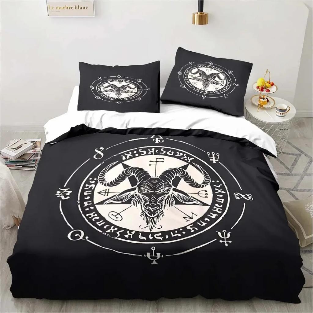 Satanic Bedding Demon Twin Bedding Hell Death Set 3 Piece Comforter Set Bed Duvet Cover Double King Cover Home Textile