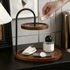 Wooden Key Storage Rack Double Layer Two Tier Holder Vintage Serving Tray Stand  Bedroom Dresser