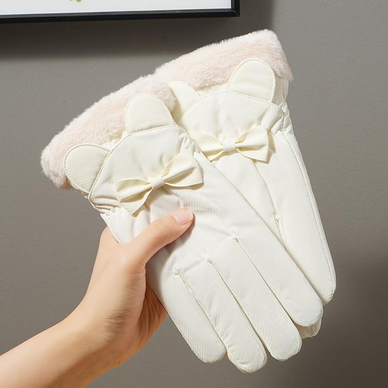 Utomhus Skidhandskar Vattenavvisande Kvinnliga Studenter I Björn Pekskärm Cykling Köldtåliga