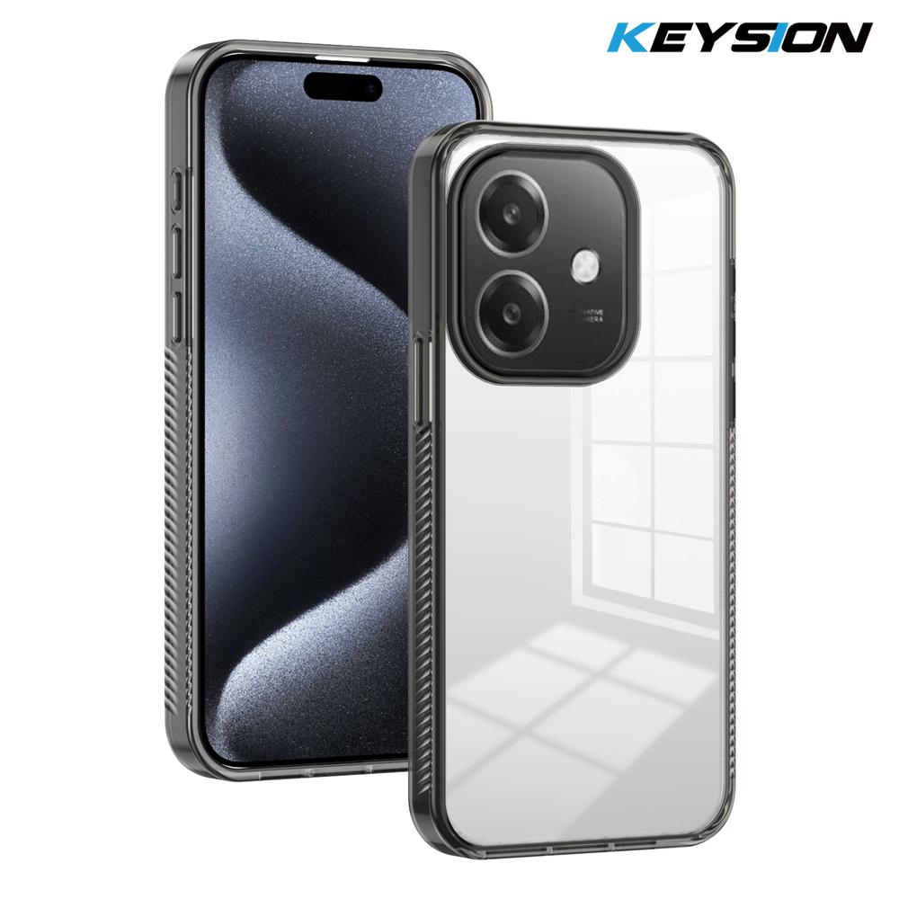 KEYSION Transparent Case for OPPO A3 A3X 5G Soft TPU+PC Anti-slip HD Clear Shockproof Phone Back Cover for OPPO A40 A40m
