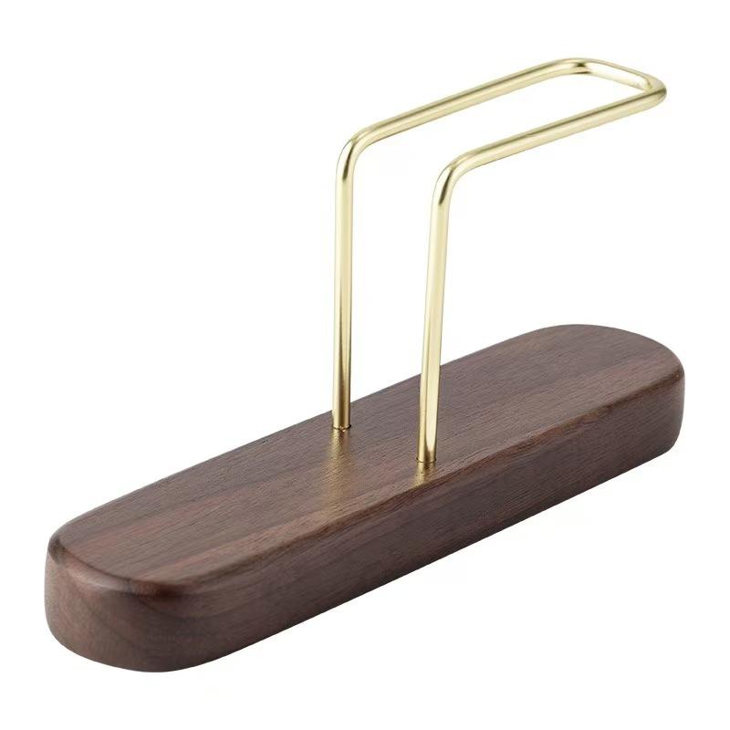 Walnut Wood Coffee Filter Paper Holder Espresso Drip Paper Storage Rack V Shape Strainer Paper Dispenser Coffee Tool