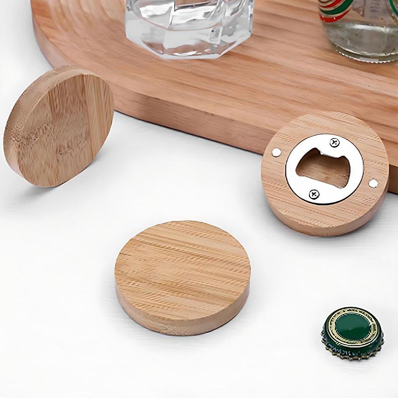5/10PCS Round Bottle Opener Magnetic Fridge Decoration Wooden Beverage Open Tools Suitable for Beer Bottles Kitchen Supplies ZYF