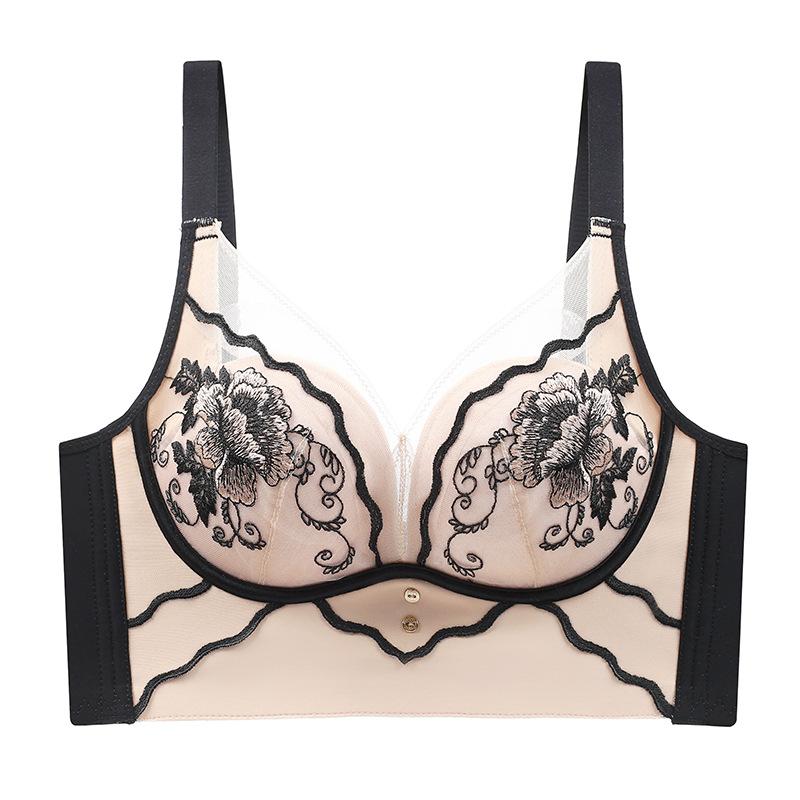 

Осенне-зимний кружевной бюстгальтер с кольцами из нержавеющей стали, теплое нижнее белье, женский непровисающий бюстгальтер 40/90AB