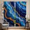 2pcs   Marble Design Polyester Curtains Light Filtering Rod Pocket Drapes for Bedroom Living Room Office Machine Washable All Sea