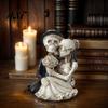 Unique Commemorative Wedding Gifts Gothic Skeleton Couple Figurine, Spooky Resin Halloween Skull Lover Statue, Day of Engagement Gift The Dead