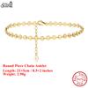 Effie Queen 100% 925 Sterling Silber 14 Karat Gold Runde Gliederkette Fußkettchen Einfacher Schmuck für Damen Sommer Strand Geburtstage Geschenk SA25