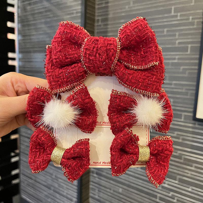 

Girls Red Bow Hair Clip - Spring Fragrant Style Princess Hair Accessories