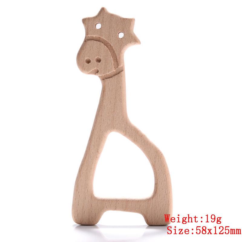 5Pcs/Lot Baby Pacifier Chain Chew Accessories Animal Shape Natural Beech Teething Wooden Teether Pendant Accessories