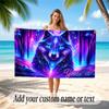 Wolf Theme Beach Towel Personalized Custom Name & Text Soft Quick Dry Beach Towel for Swimming Travel
