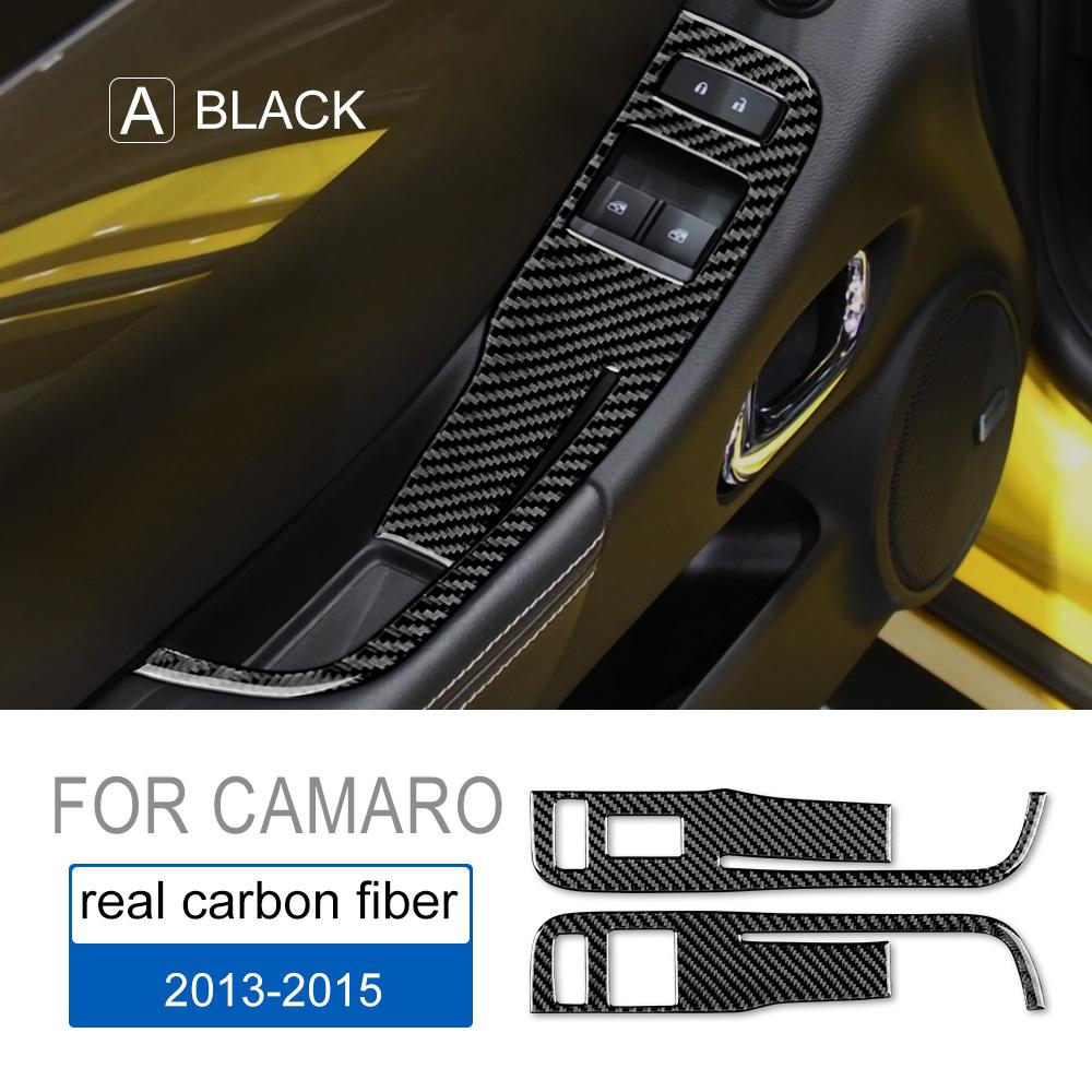 Carbon Fiber for Chevrolet Camaro 2013 2014 2015 Accessories Interior Trim Door Window Lifter Control Switch Panel Cover Sticker