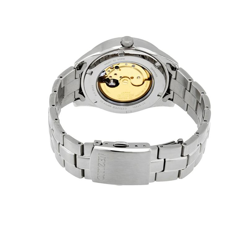 CITIZEN 50m waterproof mechanical movement Steel Strap 41mm men's watch black dial NH7510-50E