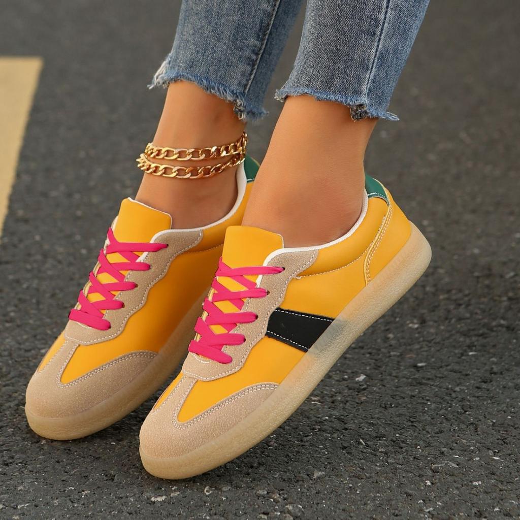 New Large Size Casual Flat Shoes Color Matching Retro Ins Sports Board Shoes German Training Women's Size