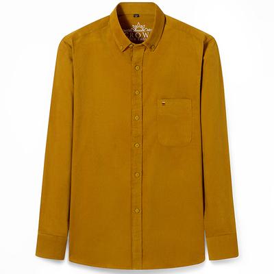 Nouvelles chemises pour hommes en velours côtelé de coton pur à la mode Business Casual Confortable Taille supplémentaire Couleur unie Manches longues Vêtements pour hommes