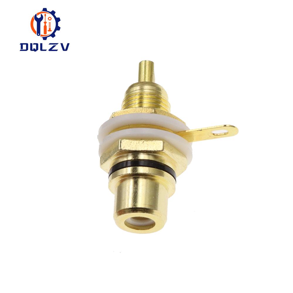 Panel Mount Gold Plated RCA Female Plug Jack Audio Socket Amplifier Chassis Phono Connector With Nut Solder Cup